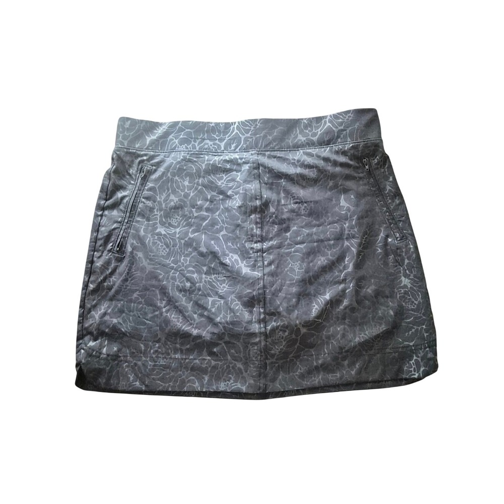 Orvis Floral Active Skort Charcoal Grey Zip Pockets Hiking Golf 1400361 Womens L